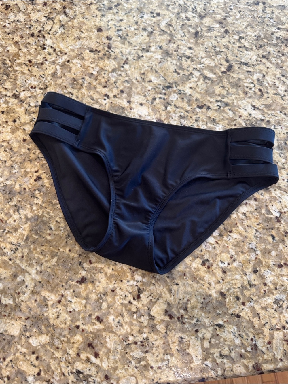 Women’s Black Strappy Hipster Swim Bottom Size S NEW w seal Ocean Blues